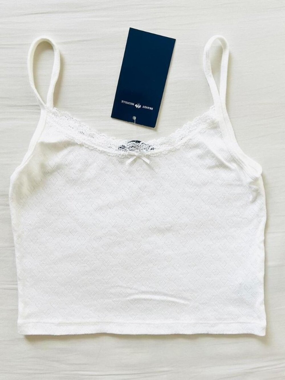 BNWT Brandy Melville-John Galt white lace heart skylar bow tank 16 x 13